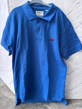 Boys Blue Perlis Polo Shirt with Crawfish (or pretend its a lobster) Embroidery